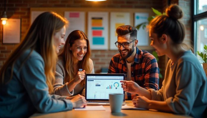 jongerenmagazine-starten-online-marketing-seo-verdienen Jongeren brainstormen samen over het opstarten van een online magazine met focus op content, SEO en marketing