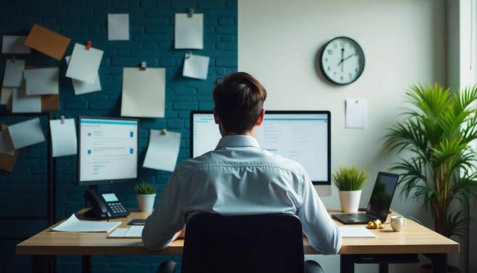 Overprikkeling op de werkvloer met stress en rust tegenover elkaar